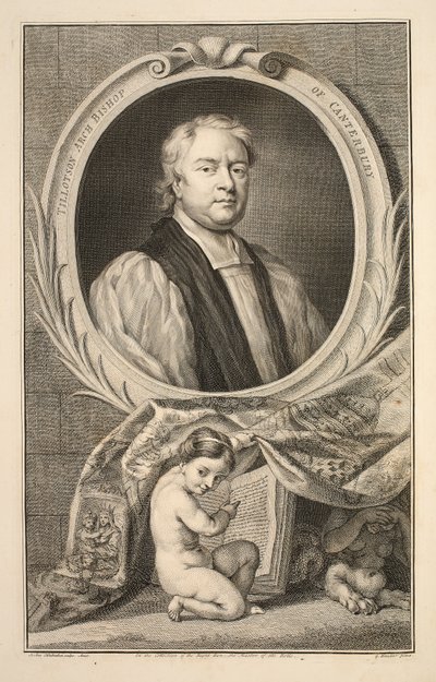 Portrait of Tillotson, Archbishop of Canterbury, illustration from 