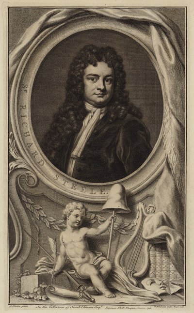 Sir Richard Steele, Irish writer, playwright and politician (engraving) by Jacobus Houbraken