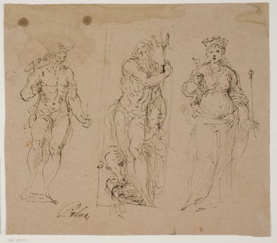 Neptune Flanked by Vulcan(?) and the Personification of a Town by Jacopo Palma
