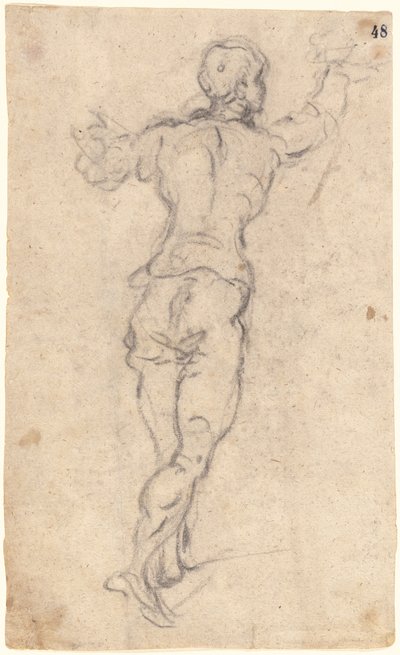 A Striding Youth with His Arms Raised, Seen from Behind by Jacopo Robusti Tintoretto