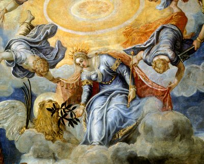 Doge Niccolo da Ponte Receiving Olive Branch from Venice (detail) by Jacopo Robusti Tintoretto