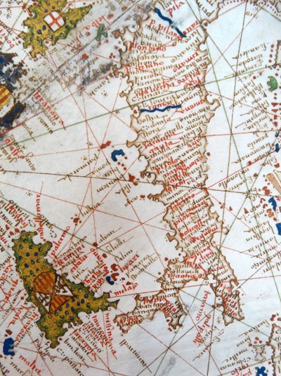 Italy and Sicily from a Renaissance map of Europe, Jacopo Russo (after) 1528 by Jacopo Russo