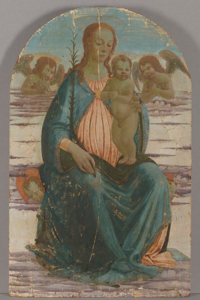 Virgin and Child with Angels Seated on Clouds by Jacopo del Sellaio