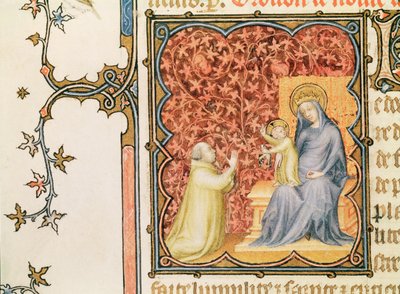 Jean de France, Duke of Berry Praying Before the Virgin and Child, from Les Petites Heures de Duc de Berry, c.1385-90 by Jacquemart de Hesdin