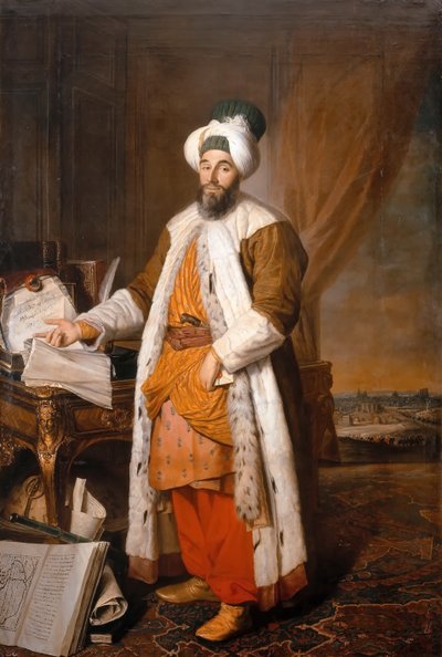 Portrait of Mehemet Said Pacha, Bey of Rumelia, special ambassador of the Ottoman Sultan Mahmoud I by Jacques Andre Joseph Camelot Aved