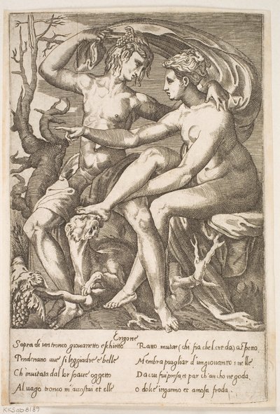 Bacchus and Erigone by Jacques Androuet Ducerceau d.Æ.