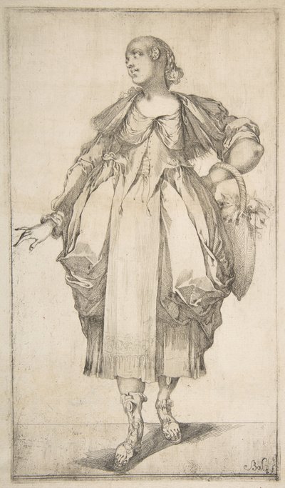 Gardener with a Basket on her Arm (from Hortulanae series) by Jacques Bellange