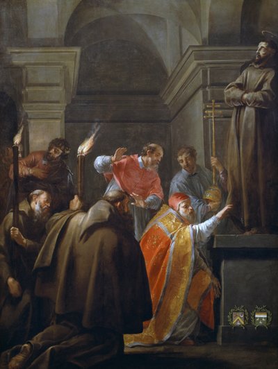 Pope Nicholas V in tomb of Saint Francis of Assisi by Jacques Blanchard