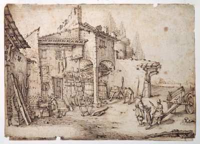 An Italian Farmyard by Jacques Callot