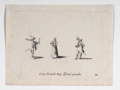 A Lady with a Winebottle and Two Cavaliers by Jacques Callot