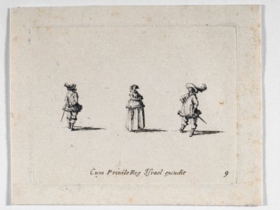 A Lady with Arms Folded, and Two Cavaliers by Jacques Callot