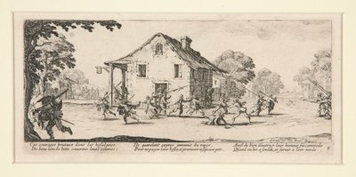 Battle scene in front of a house, from The Miseries and Disasters of War, #4 of a set of 18 by Jacques Callot