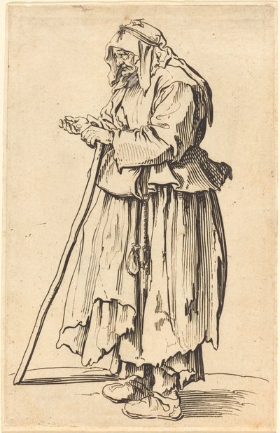 Beggar Woman Receiving Charity by Jacques Callot