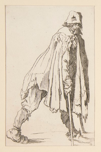 Beggar in a Cap, on Crutches, from The Beggars by Jacques Callot