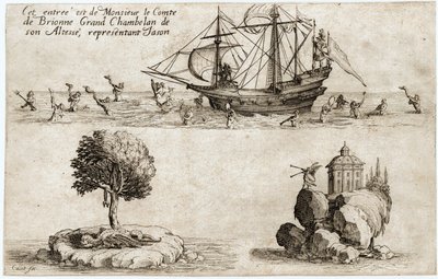 Combat at the Barrier: the Entry of Monsieur le Comte de Brionne, Grand Chamberlain of His Highness Charles IV of Lorraine (engraving) by Jacques Callot