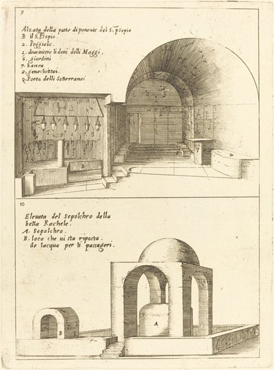 Elevations of the Holy Manger and the Sepulchre of Rachel by Jacques Callot