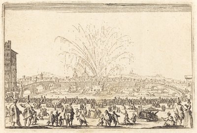Fireworks on the Arno, Florence by Jacques Callot