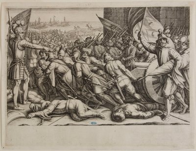 The Life of Ferdinand I de Medici, Re-embarkation of the Troops. Ninth Number of a Suite of 16 Completed Pieces and 2 Extra Pieces (Lieure 155, Meaume 542) by Jacques Callot