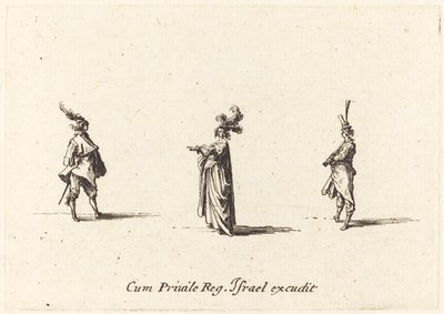 Lady with Plumed Hat, and Two Gentlemen by Jacques Callot