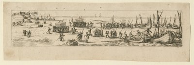 Landing of troops at the siege of La Rochelle by Jacques Callot
