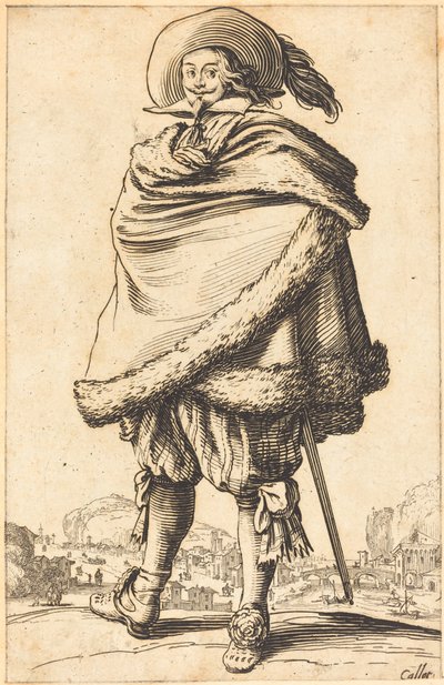 Noble Man Strapped in a Mantle Trimmed with Fur by Jacques Callot
