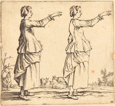 Peasant Woman, in Profile, Facing Right, with Arm Extended by Jacques Callot