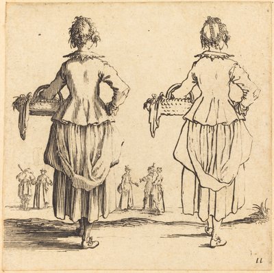 Peasant Woman with Basket, Seen from Behind by Jacques Callot