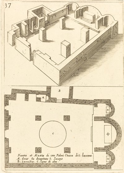 Plan and Elevation of the Church of S. Iacoma by Jacques Callot