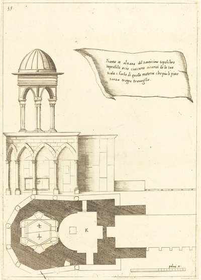Plan and Elevation of the Church of the Holy Sepulchre by Jacques Callot