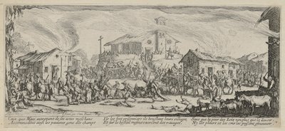 Pillage and Burning of a Village, Plate 7 from the Series "Horrors of War" by Jacques Callot
