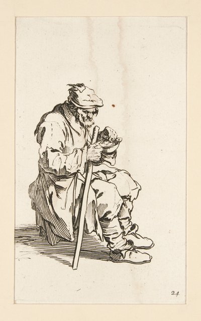 Seated Beggar, Eating, from The Beggars by Jacques Callot