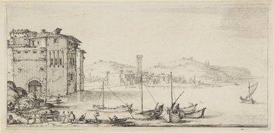 Ships Being Loaded, from the series Diverse Vedute Designate in Fiorenza (Diverse Landscapes Designed in Florence) by Jacques Callot