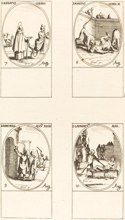 St. Albert of Sicily, Carmelite; St. Marinus; St. Demetrius and Companions; St. Lauren by Jacques Callot