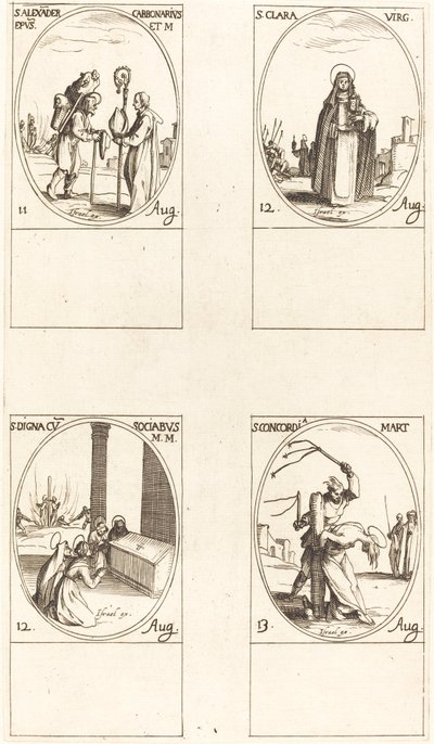 St. Alexander Carbonarius; St. Clare; St. Digna and Companions; St. Concordia by Jacques Callot