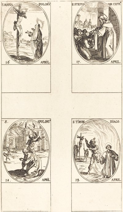St. Maria Doloru; St. Stephen, Abbot; St. Apoloni; St. Timon by Jacques Callot