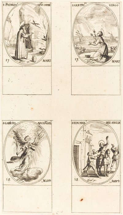St. Patrick; St. Gertrude; St. Gabriel, Archangel; St. Edward by Jacques Callot