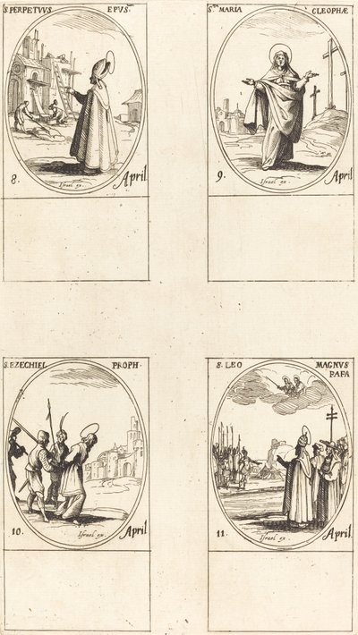 St. Perpetuus; St. Mary of Cleophas; St. Ezechiel; St. Leo the Great by Jacques Callot