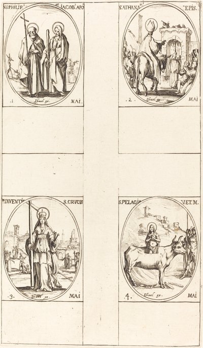 St. Philip and James the Less, Apostles; St. Anthanasius; The Invention of the Cross by Jacques Callot
