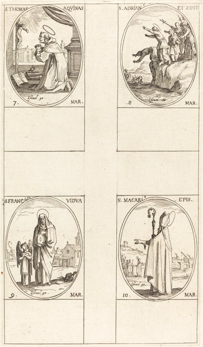 St. Thomas Aquinas; St. Adrian and Companions; St. Frances; St. Macari by Jacques Callot