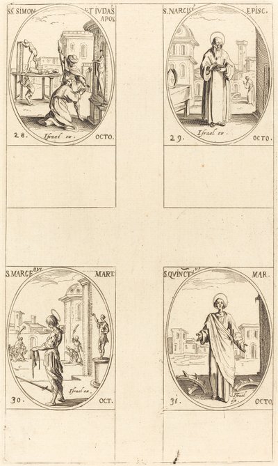 Sts. Simon and Jude, Apostles; St. Narcissus; St. Marcellus; St. Quintin by Jacques Callot