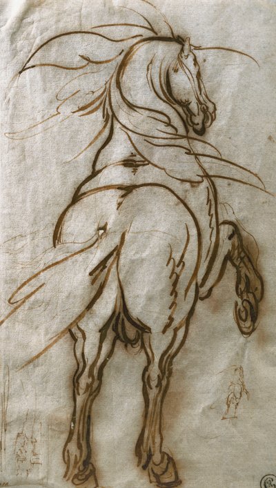 Study of a Rearing Horse, with a Subsidiary Study of the Same and a View of a Town by Jacques Callot
