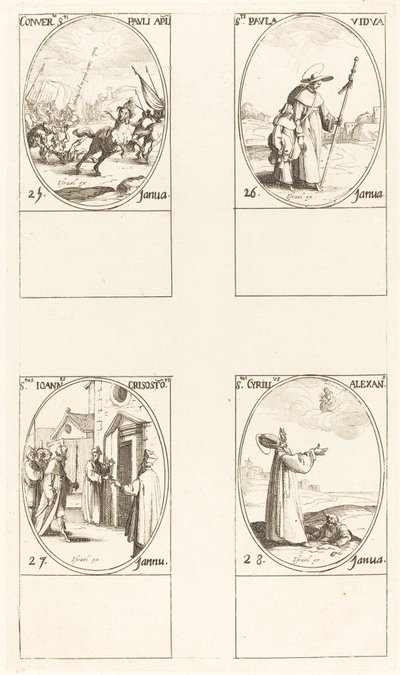 The Conversion of Saul; St. Paul; St. John Chrysostom; St. Cyril of Alexandria by Jacques Callot