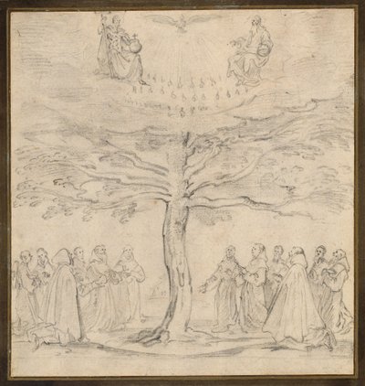 The Holy Trinity in the Tree of Life Adored by Franciscans by Jacques Callot