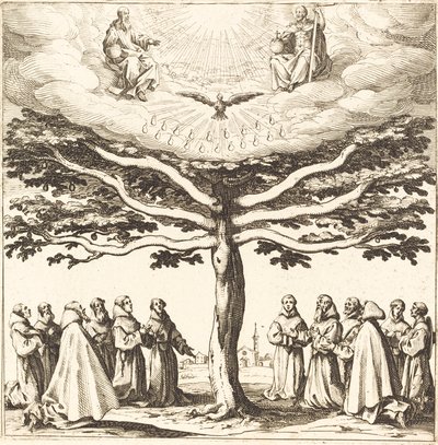 The Holy Trinity in the Tree of Life, Adored by Franciscans by Jacques Callot