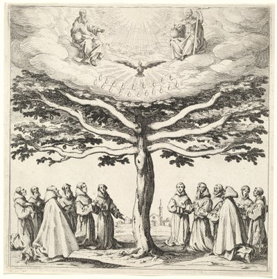 The Holy Trinity in the Tree of Life, Adored by Franciscans by Jacques Callot