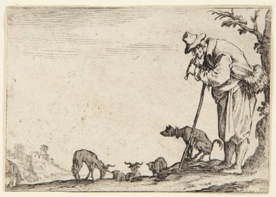 The Shepherd Playing a Flute by Jacques Callot