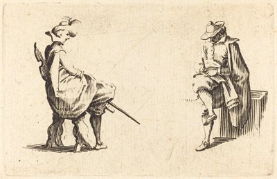 Two Seated Figures by Jacques Callot