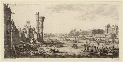 View of the Louvre and the former Porte de Nesle (IFF 667). by Jacques Callot