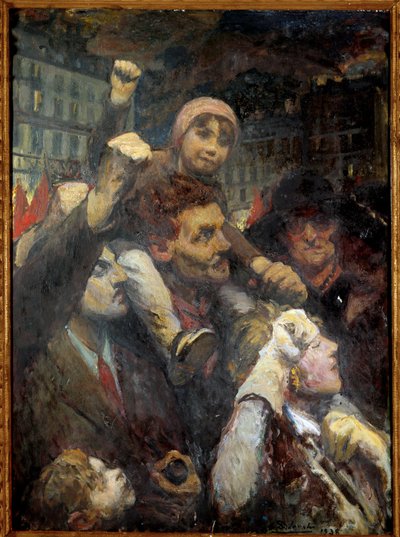 Popular Demonstration in Paris in 1938 by Jacques Emile Blanche
