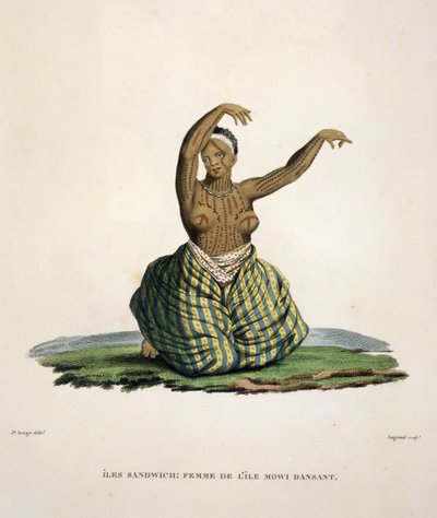 Dancing Woman from the Island of Maui, in the Hawaiian Islands, Engraved by Parfait Augrand by Jacques Etienne Victor Arago